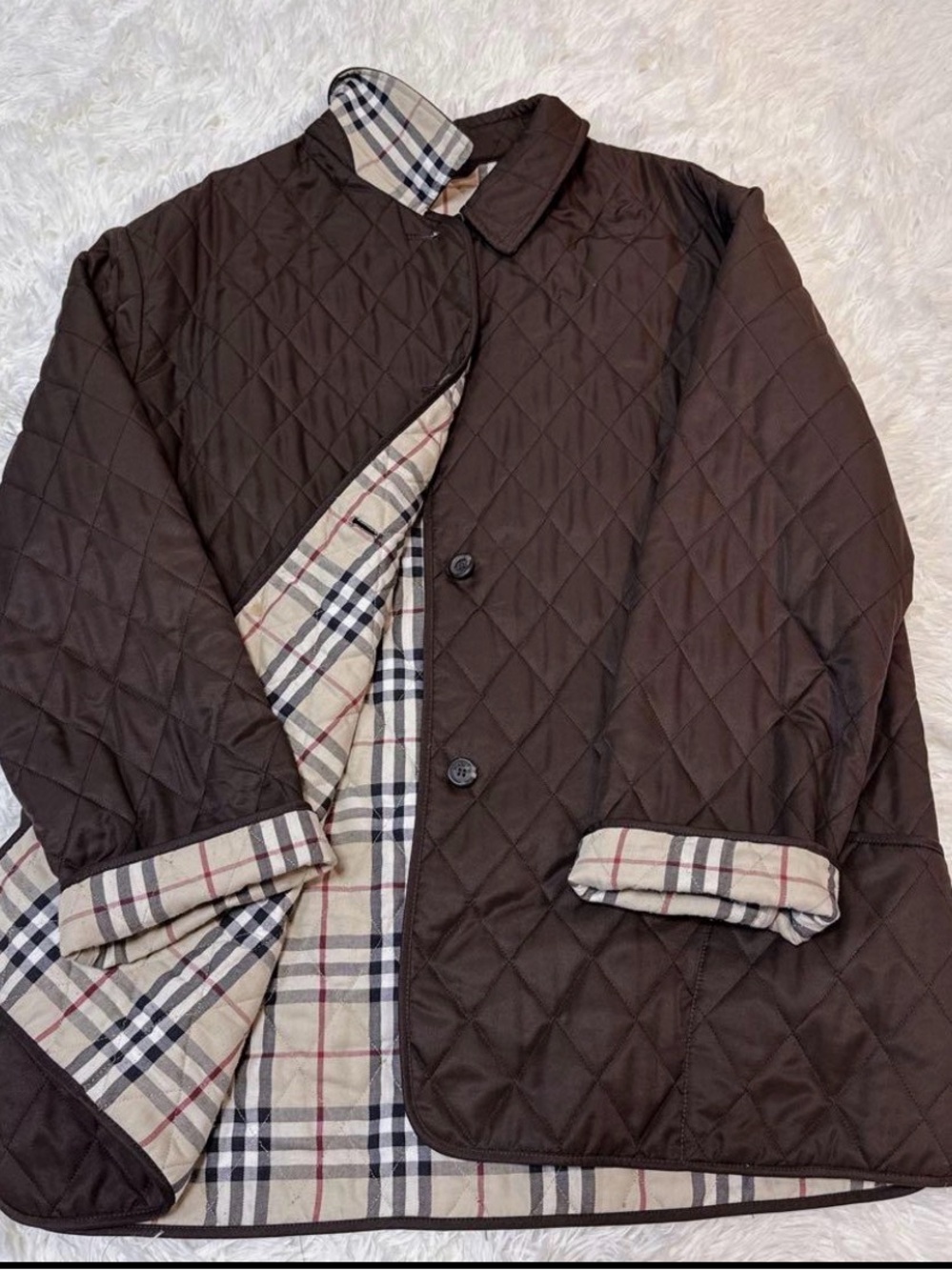 Burberry Brown Quilted Jacket with Vintage Check Lining
